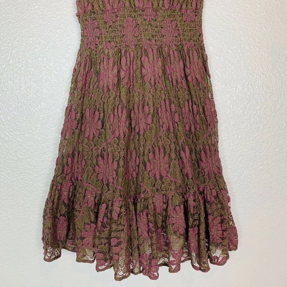 FreePeople Brown & Purple Floral Lace A-line Dress - Picture 5 of 6
